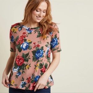 ModCloth Sweet Claire Pink Multi Floral Knit Sweater